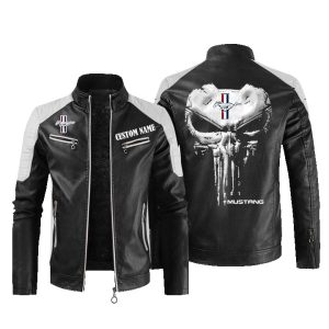 Custom Name Punisher Skull Ford Mustang Leather Jacket, Warm Jacket, Winter Outer Wear