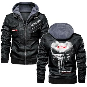 Custom Name Punisher Skull Hilti Leather Jacket, Warm Jacket, Winter Outer Wear