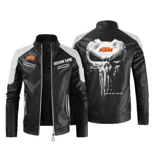Custom Name Punisher Skull KTM Leather Jacket, Warm Jacket, Winter Outer Wear