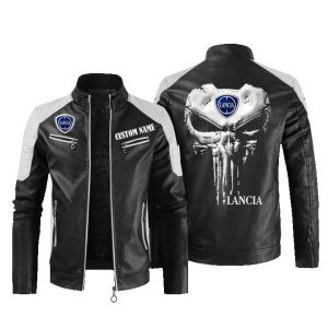 Custom Name Punisher Skull Lancia Leather Jacket, Warm Jacket, Winter Outer Wear