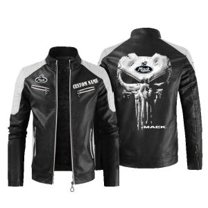 Custom Name Punisher Skull Mack Trucks Leather Jacket, Warm Jacket, Winter Outer Wear