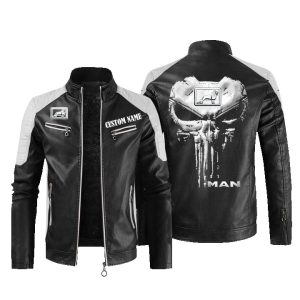 Custom Name Punisher Skull Man Leather Jacket, Warm Jacket, Winter Outer Wear