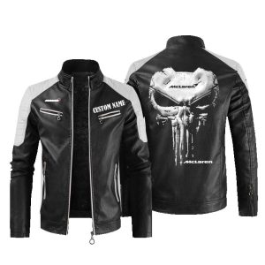 Custom Name Punisher Skull McLaren Automotive Leather Jacket, Warm Jacket, Winter Outer Wear