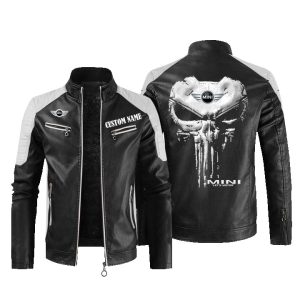Custom Name Punisher Skull Mini Leather Jacket, Warm Jacket, Winter Outer Wear