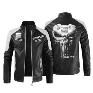 Custom Name Punisher Skull SEAT Leather Jacket, Warm Jacket, Winter Outer Wear