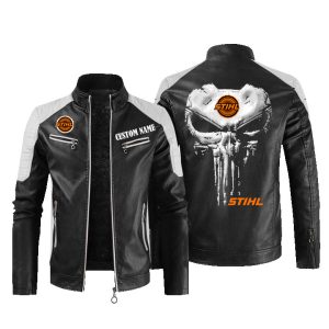 Custom Name Punisher Skull Stihl Leather Jacket, Warm Jacket, Winter Outer Wear