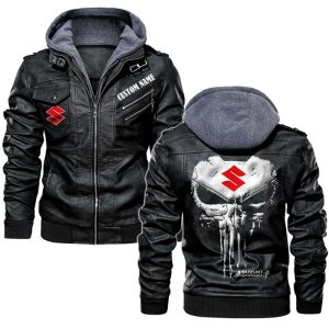 Custom Name Punisher Skull Suzuki Hayabusa Leather Jacket, Warm Jacket, Winter Outer Wear