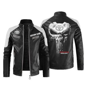 Custom Name Punisher Skull Toyota Hilux Leather Jacket, Warm Jacket, Winter Outer Wear