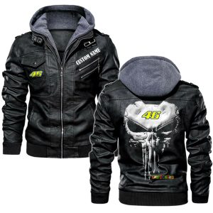 Custom Name Punisher Skull Valentino Rossi 46 Leather Jacket, Warm Jacket, Winter Outer Wear
