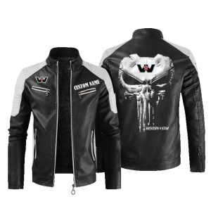 Custom Name Punisher Skull Wester Star Leather Jacket, Warm Jacket, Winter Outer Wear