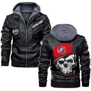 Custom Name Skull Design Buick Leather Jacket, Warm Jacket, Winter Outer Wear