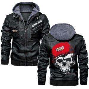 Custom Name Skull Design Cadillac Leather Jacket, Warm Jacket, Winter Outer Wear