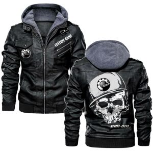 Custom Name Skull Design Can Am motorcycles Leather Jacket, Warm Jacket, Winter Outer Wear
