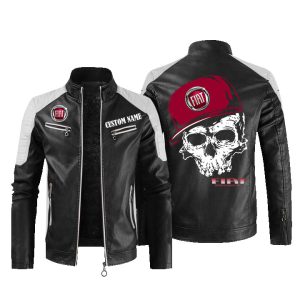 Custom Name Skull Design Fiat Leather Jacket, Warm Jacket, Winter Outer Wear