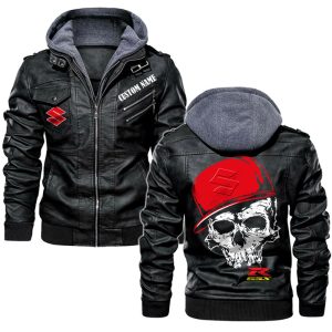 Custom Name Skull Design Gsx Leather Jacket, Warm Jacket, Winter Outer Wear
