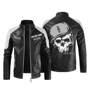 Custom Name Skull Design Lincoln Leather Jacket, Warm Jacket, Winter Outer Wear