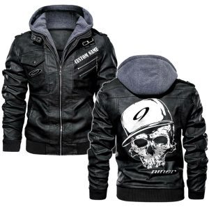 Custom Name Skull Design Niner Bikes Leather Jacket, Warm Jacket, Winter Outer Wear