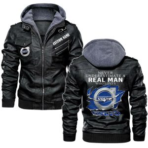 Never Underestimate A Real Man Who Loves AB Volvo Leather Jacket, Warm Jacket, Winter Outer Wear