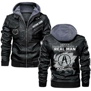 Never Underestimate A Real Man Who Loves Acura Leather Jacket, Warm Jacket, Winter Outer Wear