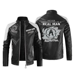 Never Underestimate A Real Man Who Loves Acura Leather Jacket, Warm Jacket, Winter Outer Wear