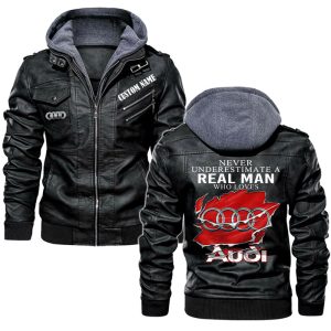 Never Underestimate A Real Man Who Loves Audi Leather Jacket, Warm Jacket, Winter Outer Wear