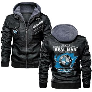 Never Underestimate A Real Man Who Loves BMW Leather Jacket, Warm Jacket, Winter Outer Wear