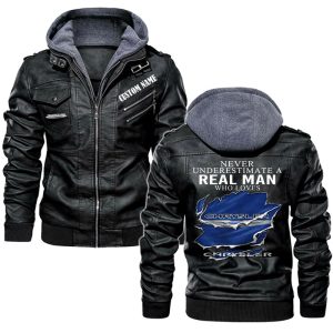 Never Underestimate A Real Man Who Loves Chrysler Leather Jacket, Warm Jacket, Winter Outer Wear