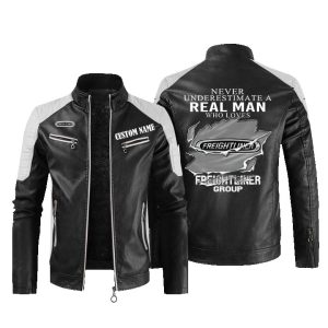 Never Underestimate A Real Man Who Loves Freightliner Group Leather Jacket, Warm Jacket, Winter Outer Wear