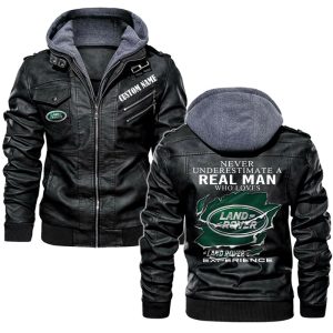 Never Underestimate A Real Man Who Loves Land Rover Leather Jacket, Warm Jacket, Winter Outer Wear