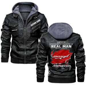 Never Underestimate A Real Man Who Loves McLaren Automotive Leather Jacket, Warm Jacket, Winter Outer Wear