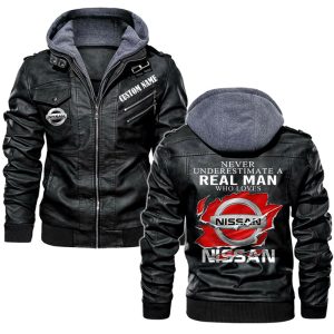 Never Underestimate A Real Man Who Loves Nissan Leather Jacket, Warm Jacket, Winter Outer Wear