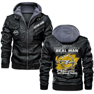Never Underestimate A Real Man Who Loves Opel Leather Jacket, Warm Jacket, Winter Outer Wear
