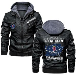 Never Underestimate A Real Man Who Loves SAAB Leather Jacket, Warm Jacket, Winter Outer Wear