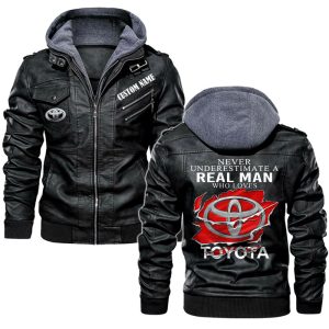 Never Underestimate A Real Man Who Loves Toyota Motor Corporation Leather Jacket, Warm Jacket, Winter Outer Wear