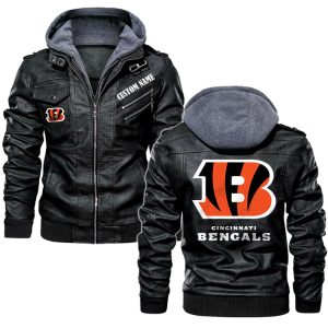 Cincinnati Bengals Custom Name Leather Jacket, Warm Jacket, Winter Outer Wear