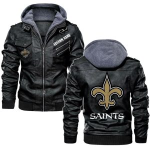 New Orleans Saints Custom Name Leather Jacket, Warm Jacket, Winter Outer Wear