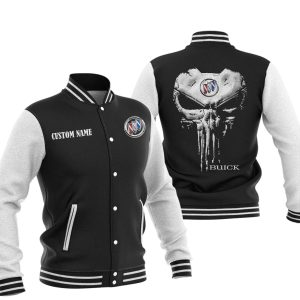 Custom Name Punisher Skull Buick Varsity Jacket, Baseball Jacket, Warm Jacket, Winter Outer Wear