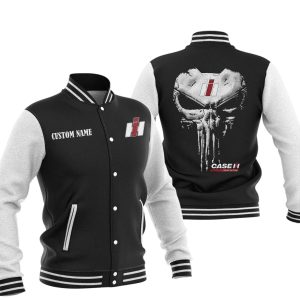 Custom Name Punisher Skull Case IH Varsity Jacket, Baseball Jacket, Warm Jacket, Winter Outer Wear