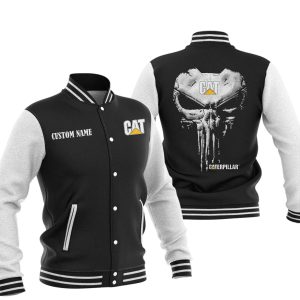 Custom Name Punisher Skull Caterpillar Inc Varsity Jacket, Baseball Jacket, Warm Jacket, Winter Outer Wear