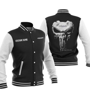 Custom Name Punisher Skull Chrysler Varsity Jacket, Baseball Jacket, Warm Jacket, Winter Outer Wear