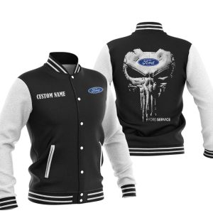 Custom Name Punisher Skull Ford Varsity Jacket, Baseball Jacket, Warm Jacket, Winter Outer Wear
