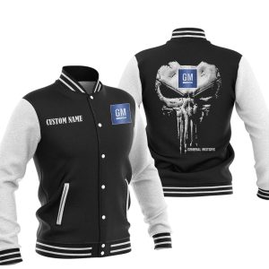 Custom Name Punisher Skull General Motors Varsity Jacket, Baseball Jacket, Warm Jacket, Winter Outer Wear