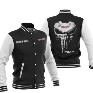 Custom Name Punisher Skull GMC Varsity Jacket, Baseball Jacket, Warm Jacket, Winter Outer Wear