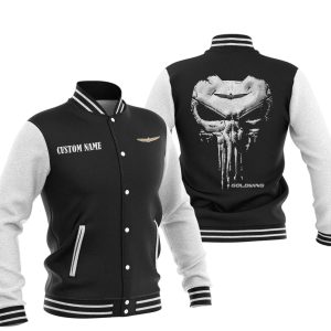 Custom Name Punisher Skull Goldwing Varsity Jacket, Baseball Jacket, Warm Jacket, Winter Outer Wear