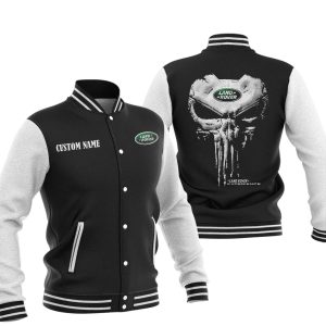 Custom Name Punisher Skull Land Rover Varsity Jacket, Baseball Jacket, Warm Jacket, Winter Outer Wear