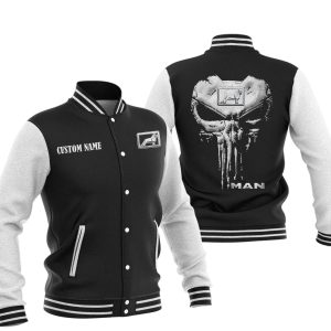 Custom Name Punisher Skull Man Varsity Jacket, Baseball Jacket, Warm Jacket, Winter Outer Wear