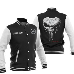 Custom Name Punisher Skull Mercedes Benz Varsity Jacket, Baseball Jacket, Warm Jacket, Winter Outer Wear