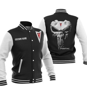 Custom Name Punisher Skull Pontiac Varsity Jacket, Baseball Jacket, Warm Jacket, Winter Outer Wear