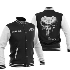 Custom Name Punisher Skull Toyota Motor Corporation Varsity Jacket, Baseball Jacket, Warm Jacket, Winter Outer Wear