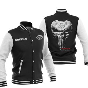 Custom Name Punisher Skull Toyota Varsity Jacket, Baseball Jacket, Warm Jacket, Winter Outer Wear